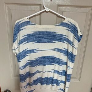 Chaps Blue and Cream Short Sleeve Top
